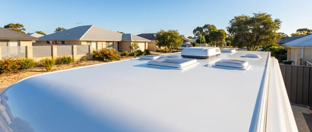 Spotless caravan roof after professional roof detailing in O'Connor WA, gleaming streak-free finish